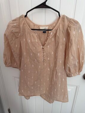 Universal Thread Embroidered Puff-Sleeve Blouse